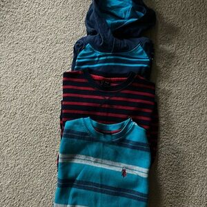 Three long sleeve t-shirt.  Size 14 boys.  Aeropostale has a hood.